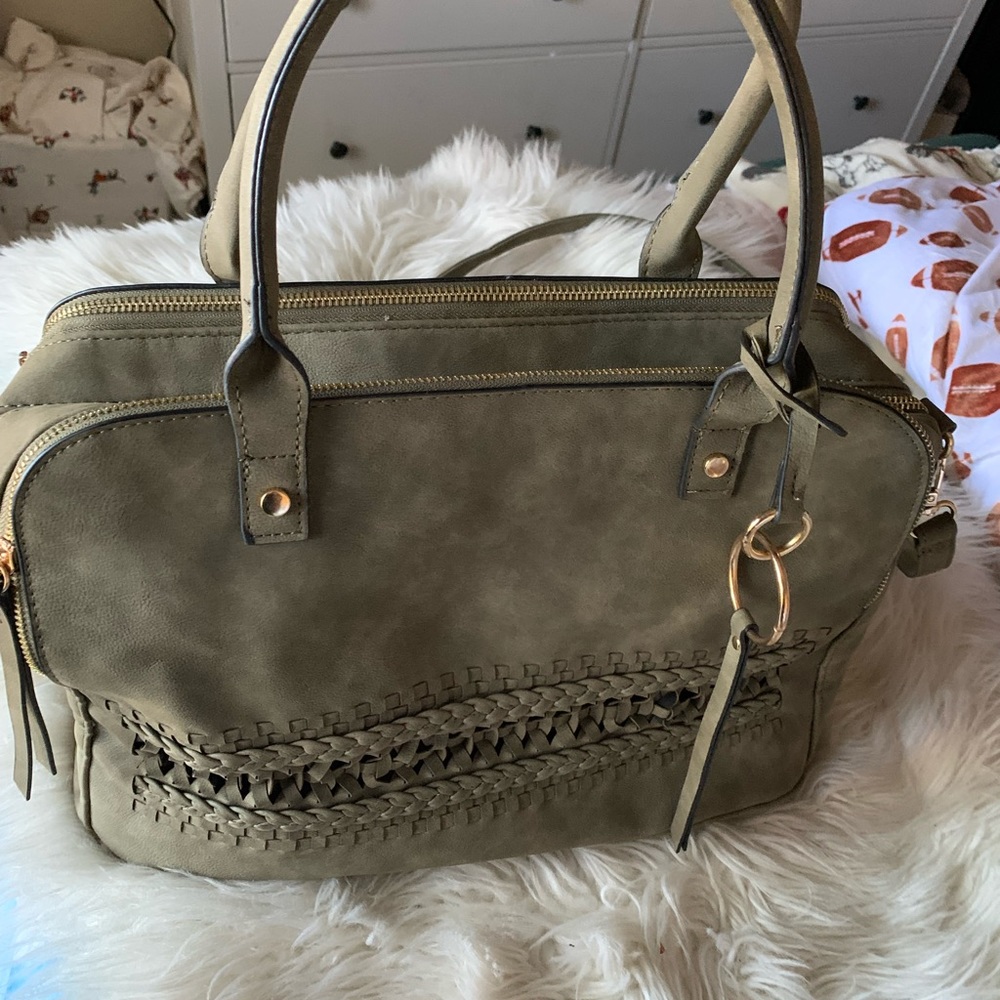 Green satchel bag